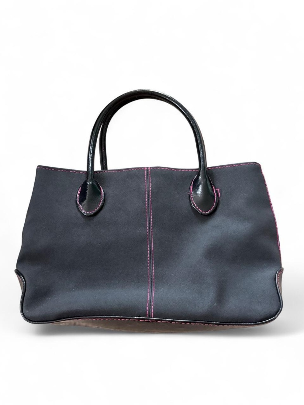 H&M Black Mini Tote with Pink Stitching